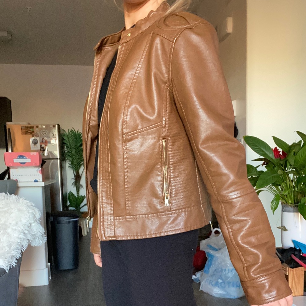 Brown faux leather jacket